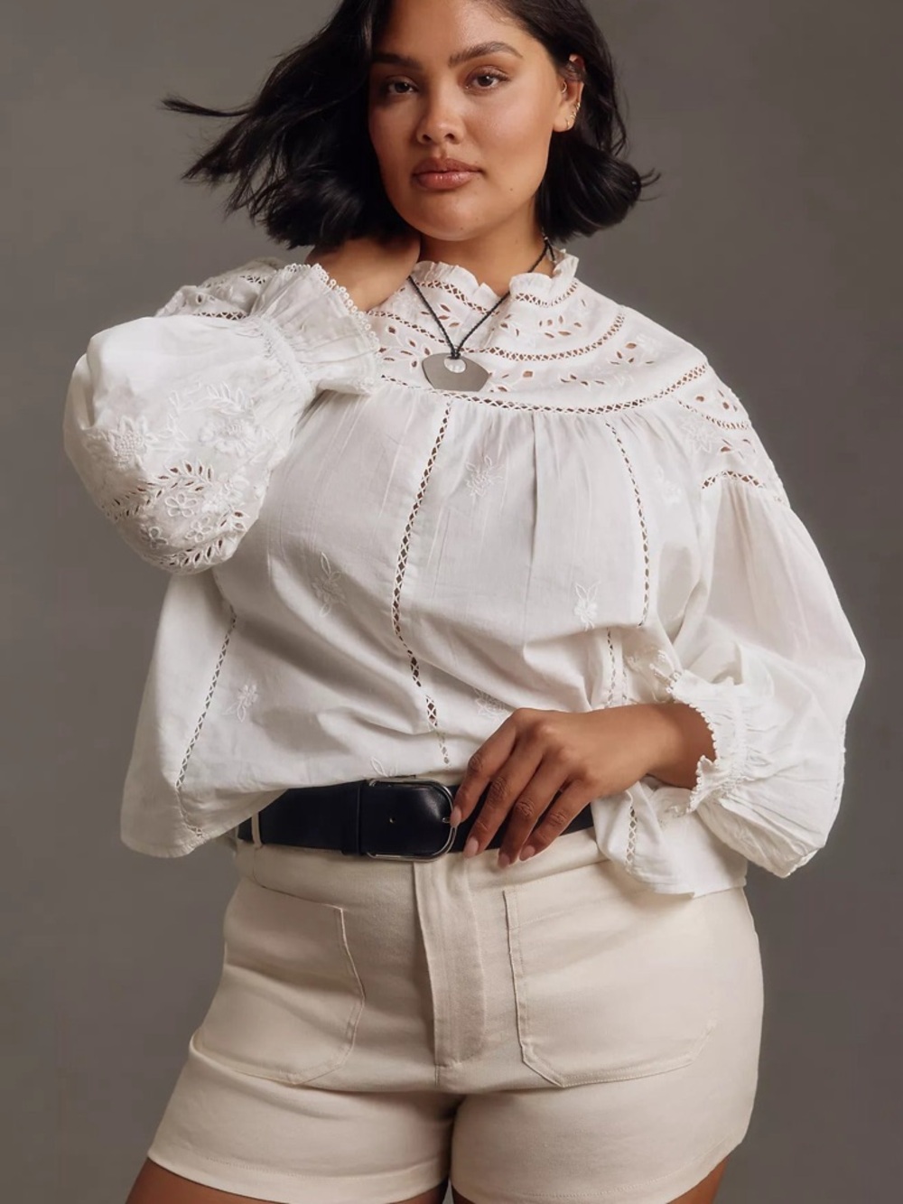Anthropologie White Eyelet Lace Peasant Blouse